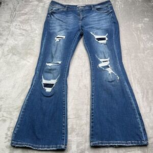 Kancan Jeans Womens 32 Fits (38x32) Blue Estilo Flared Bootcut Ripped Distressed